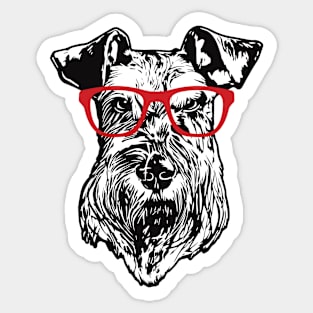 Cool Schnauzer Nerd with Red Glasses Sticker